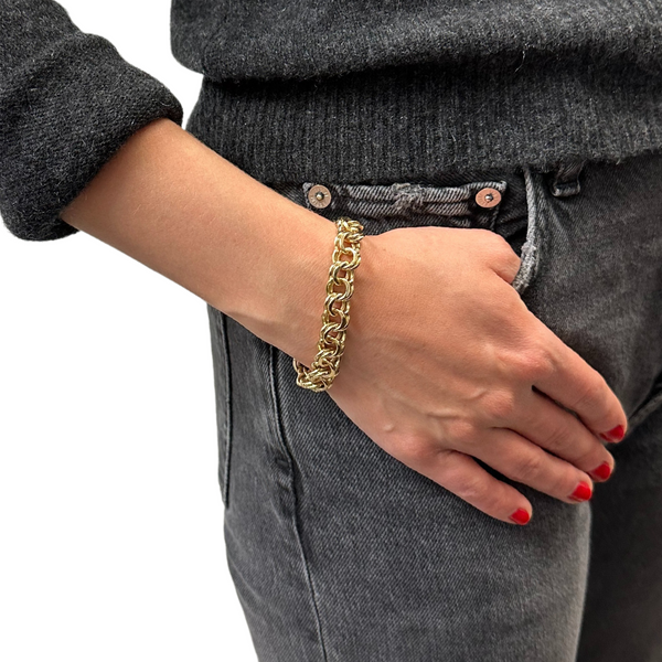 Retro 10K Yellow Gold Large Bismark Link Bracelet – Daisy Exclusive