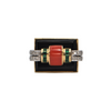 Mid-Century Diamond, Emerald, Coral and Onyx 18K Gold Ring + Montreal Estate Jewelers