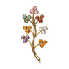 Vintage Multi-Gemstones Floral 18k Gold Branch Brooch + Montreal Estate Jewelers