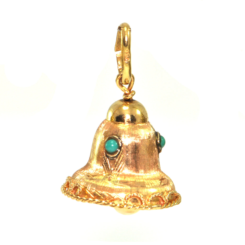 Vintage 18K Yellow Gold Bell Charm  + Montreal Estate Jewelers