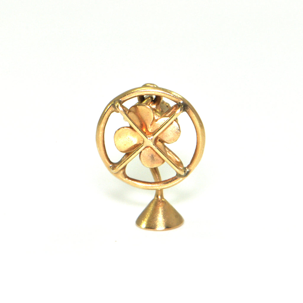 Vintage 14K Yellow Gold Table Fan Charm + Montreal Estate Jewelers 