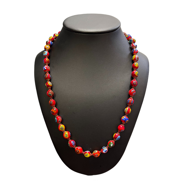 Vintage millefiori bead necklace deals