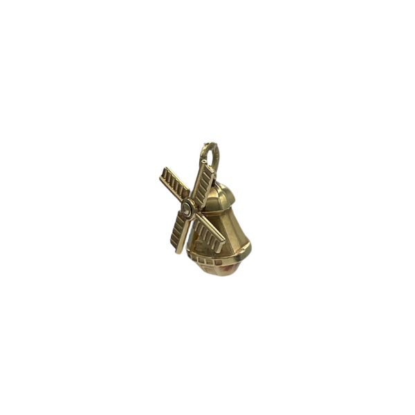 Lovely vintage 14k yellow gold rotary windmill charm with moving sails.