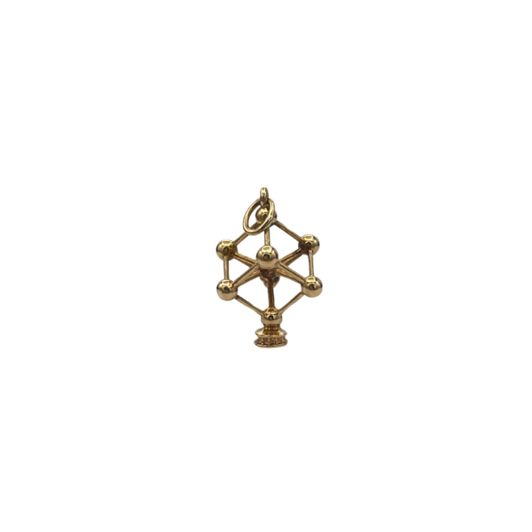 Vintage 18K solid yellow gold molecule charm/pendant.