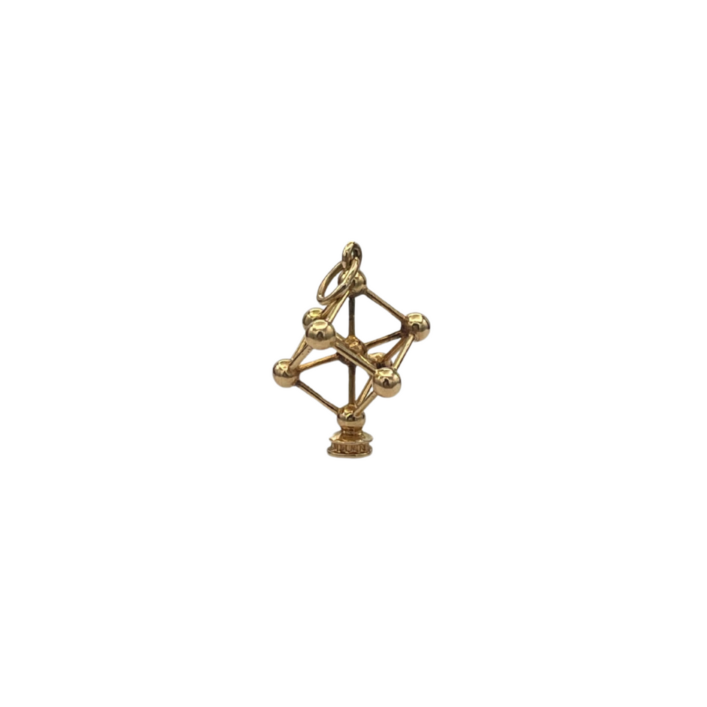 Vintage 18K solid yellow gold molecule charm/pendant.