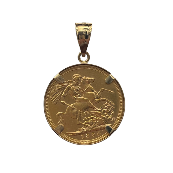 Vintage 22k Gold Coin and 18K Gold Carabiner Charm Holder