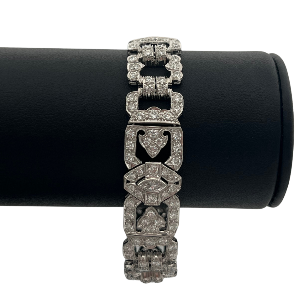 Antique Art Deco 5.8ct Diamond Panel Bracelet in Platinum - daisyexclusive jewellers