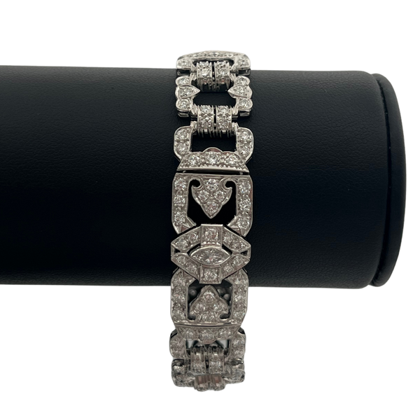 Antique Art Deco 5.8ct Diamond Panel Bracelet in Platinum - daisyexclusive jewellers