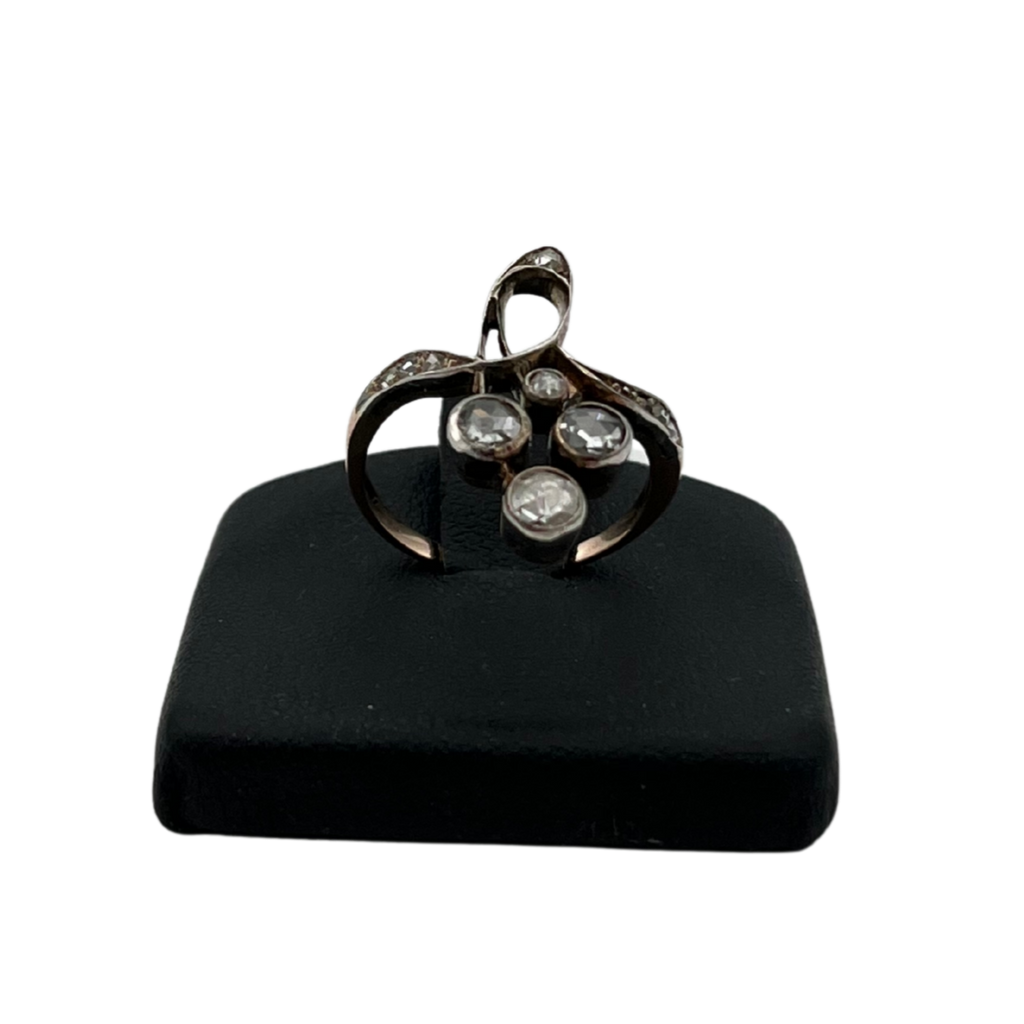 Antique rose cut diamond in 14k rose gold and silver - daisy exclusive jewellers