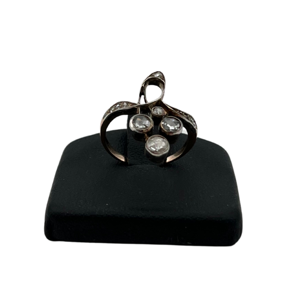 Antique rose cut diamond in 14k rose gold and silver - daisy exclusive jewellers