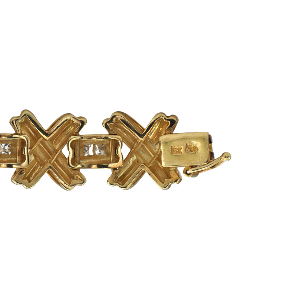 Estate Diamond 18k Gold 'X' Link Bracelet + Montreal Estate Jewelers