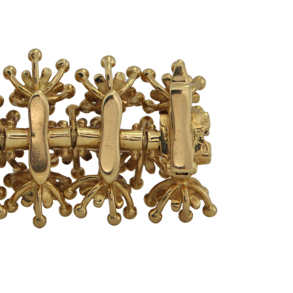 Vintage Birks Diamond 18K Gold Floral Link Bracelet + Montreal Estate Jewelers