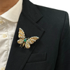 Emerald and Opal 18k Yellow Gold Butterfly Trembler c.1940-1950