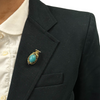 Mid-Century Amazonite and Pink Sapphire 18K Mouse Brooch