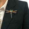 Vintage Italian Diamond and Enamel 18k Gold Dragonfly Brooch + Montreal Estate Jewelers