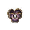 Antique Enamel and Pearl 14k Gold Pansy Brooch