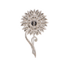Vintage Handmade Diamond and Sapphire Daisy Flower Brooch + Montreal Estate Jewelers