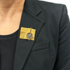 Vintage Brutalist Style 18k Gold Brooch with Rotating Greek Athenian Owl Tetradrachm Coin + Montreal Estate Jewelers