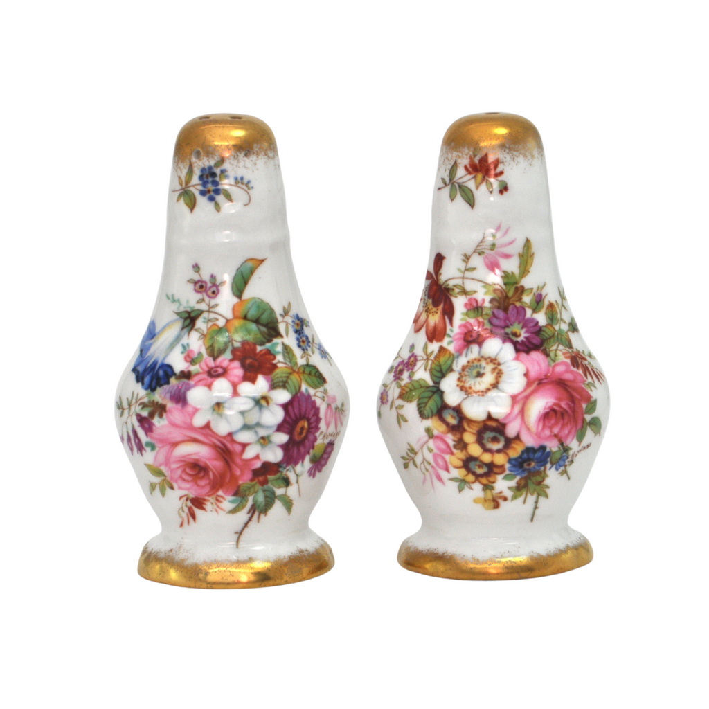 Vintage Hammersley 'Lady Patricia' Pattern Bone China Salt & Pepper Shakers + Montreal Estate Jewelers