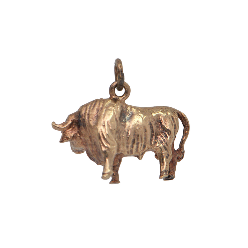 Vintage 9k Gold Taurus Bull Charm + Montreal Estate Jewelers