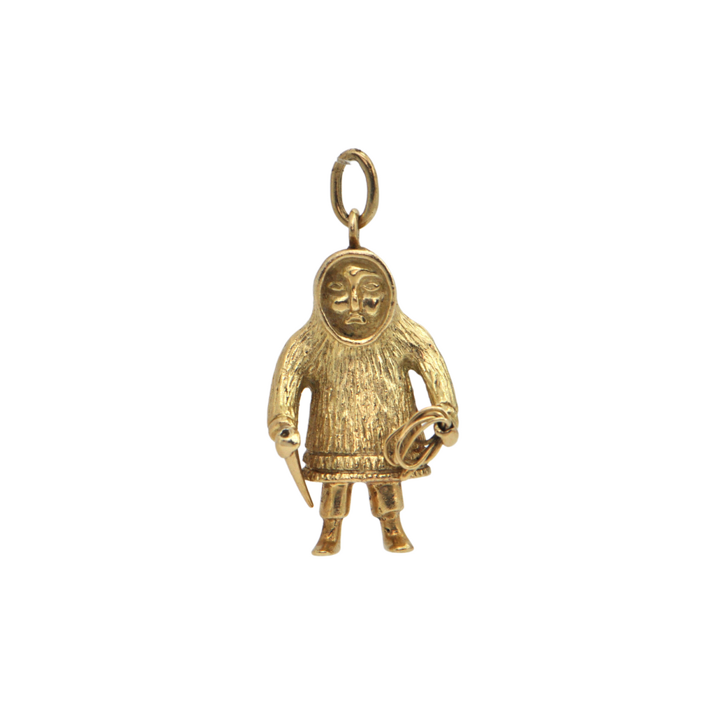 Vintage Inuit Hunter 18k Gold Charm + Montreal Estate Jewelers