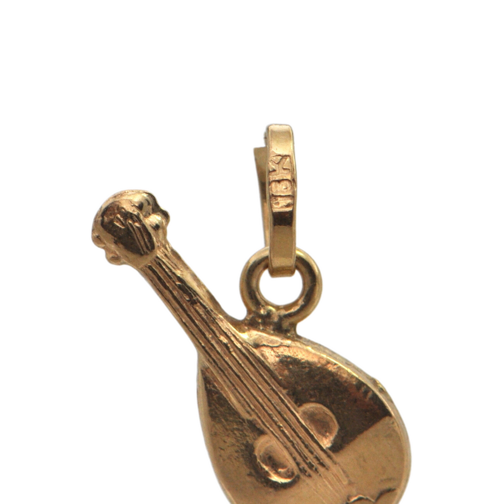 Vintage 18k Gold Lute Charm + Montreal Estate Jewelers