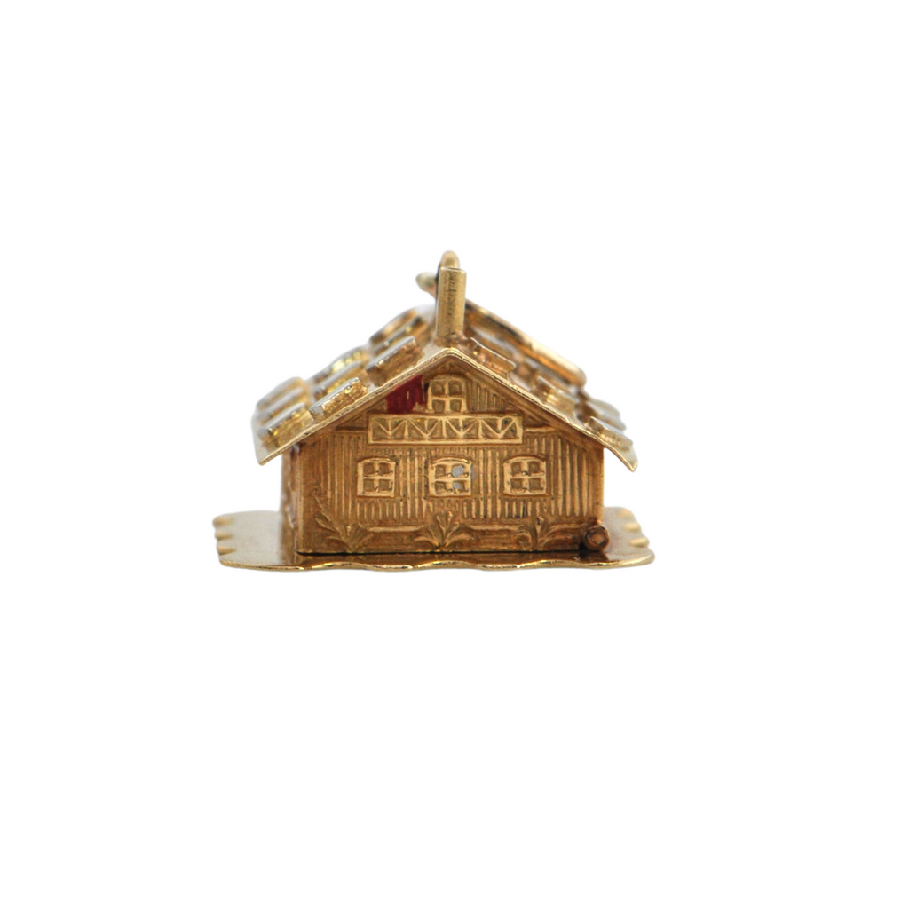 Vintage 18K Gold and Enamel Swiss Chalet Charm (1974) + Montreal Estate Jewelers