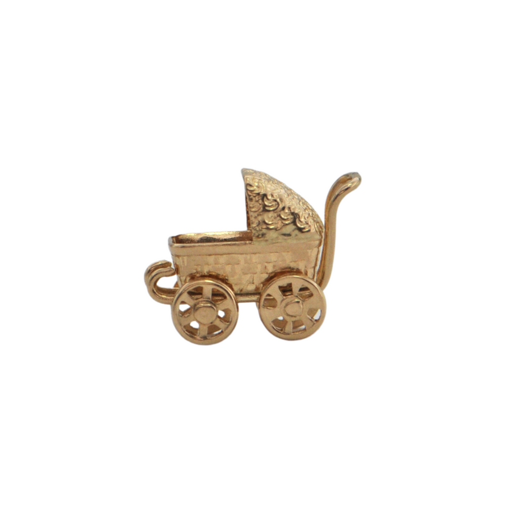 Vintage 14K Gold Mechanical Pram Charm + Montreal Estate Jewelers