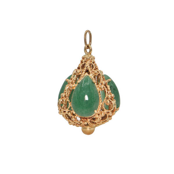 Vintage Aventurine Quartz Gold Lantern Charm C.1950's + Montreal Estate Jewelers