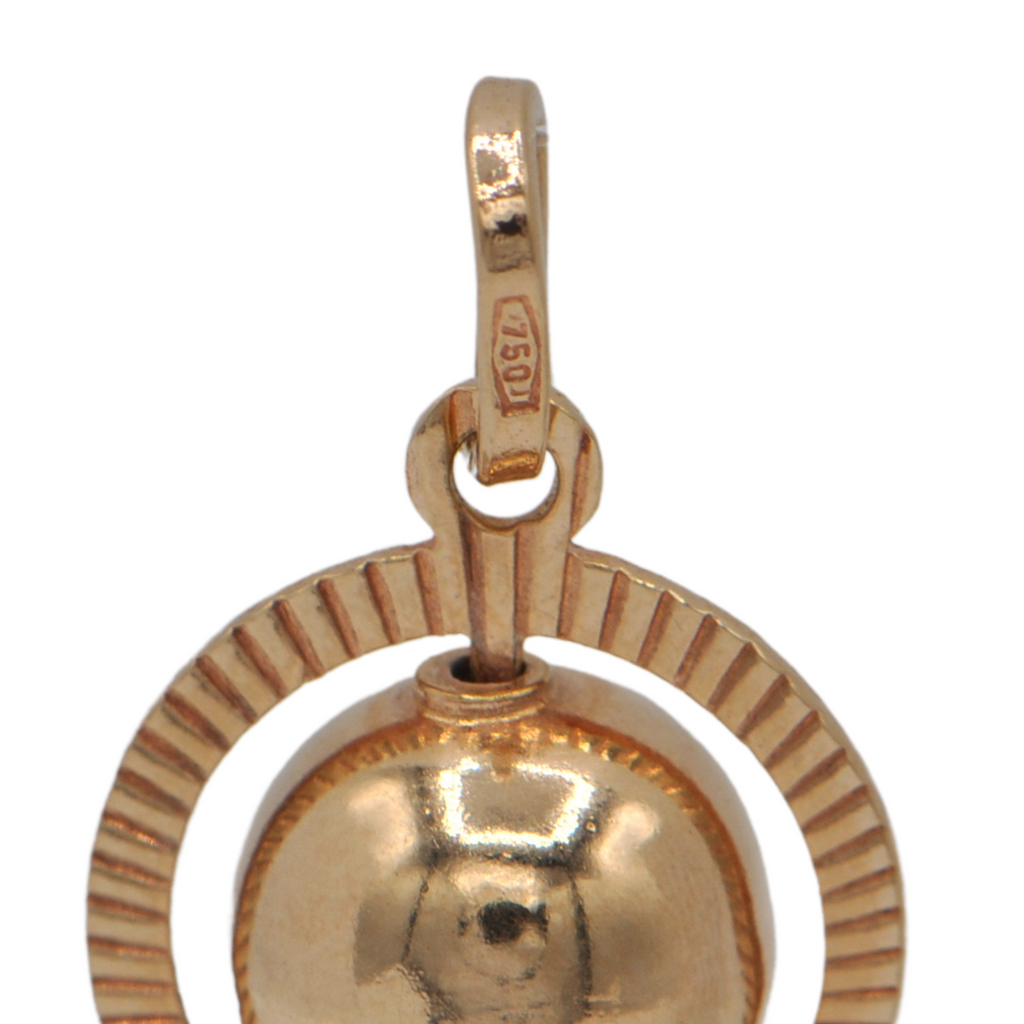 Vintage 18k Yellow Gold Spinning Orb Charm + Montreal Estate Jewelers