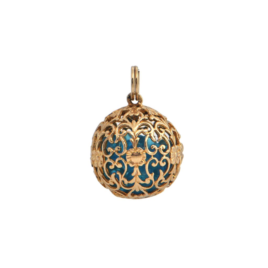 Vintage 14K Gold Ornate Ball Charm + Montreal Estate Jewelers