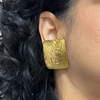 Vintage Signed 'YSL' Clip-On Gold Tone Earrings