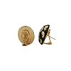 Vintage Puffed 18K Gold and Black Enamel Earrings + Montreal Estate Jewelers