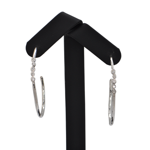 Estate 'Ippolita' Diamond Sterling Silver Large Hoop Earrings