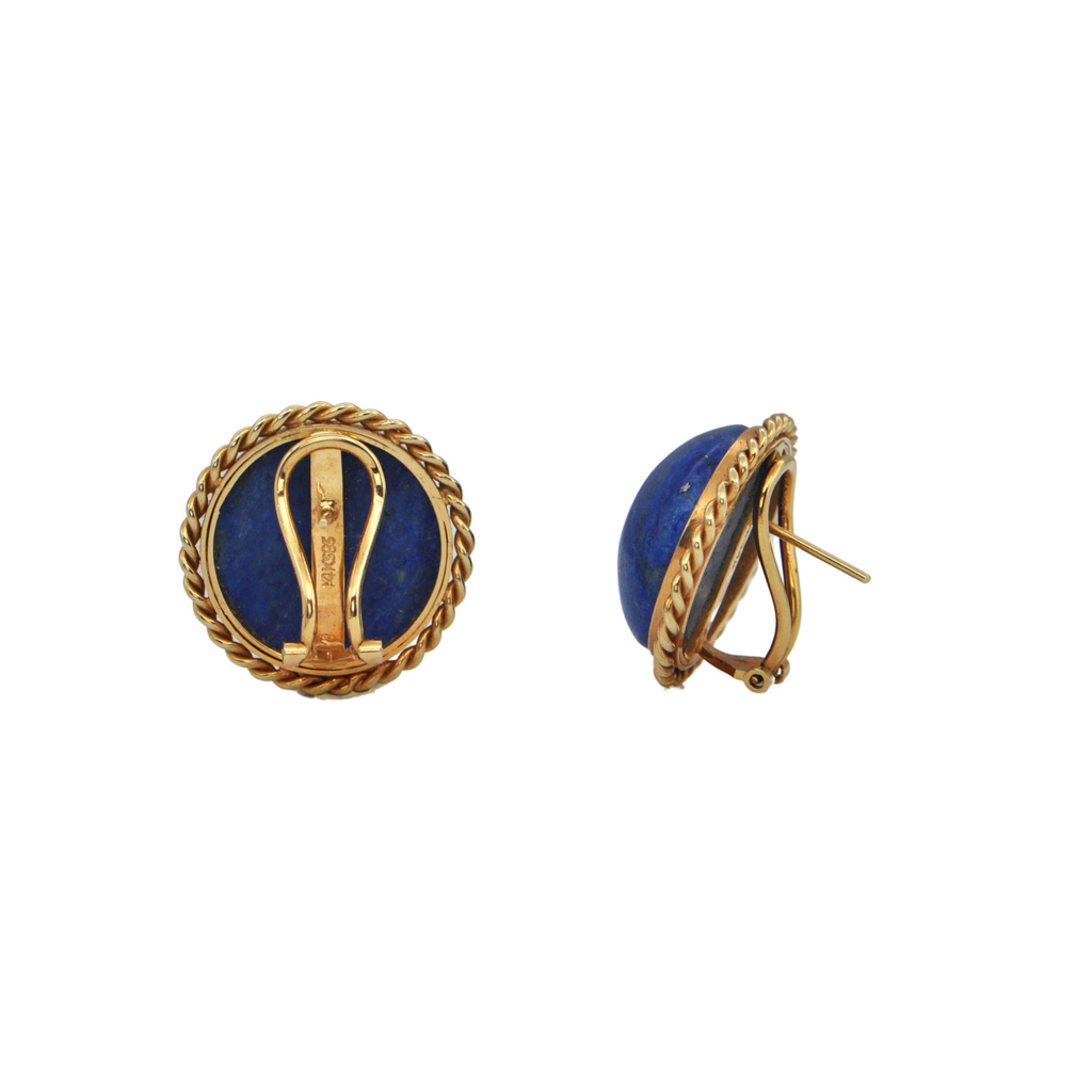 Vintage Lapis Lazuli 18k Gold Earrings + Montreal Estate Jewelers