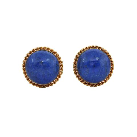 Vintage Lapis Lazuli 18k Gold Earrings + Montreal Estate Jewelers