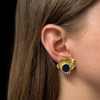 Mid-Century Brutalist Style Lapis Lazuli Gold Earrings