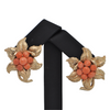 Mid-Century Coral 14k Gold Flower Earrings + Montreal Estate Jewelers