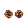 Mid-Century Diamond 14K Rose Gold Rose Earrings + Montreal Estate Jewelers