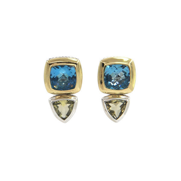 Estate David Yurman Albion Collection Multi-Stone Sterling and 18k Gold Earrings + Montreal Estate Jewelers