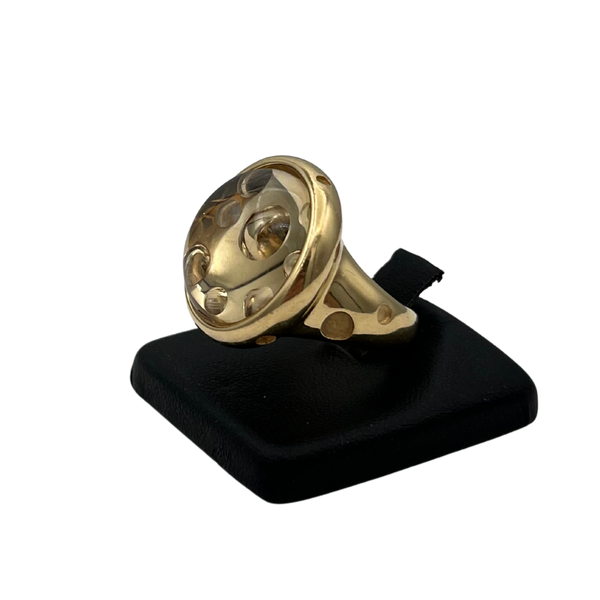 Hand Carved Light yellow Citrine Cabochon in 18k yellow gold - Daisy Exclusive Jewellers