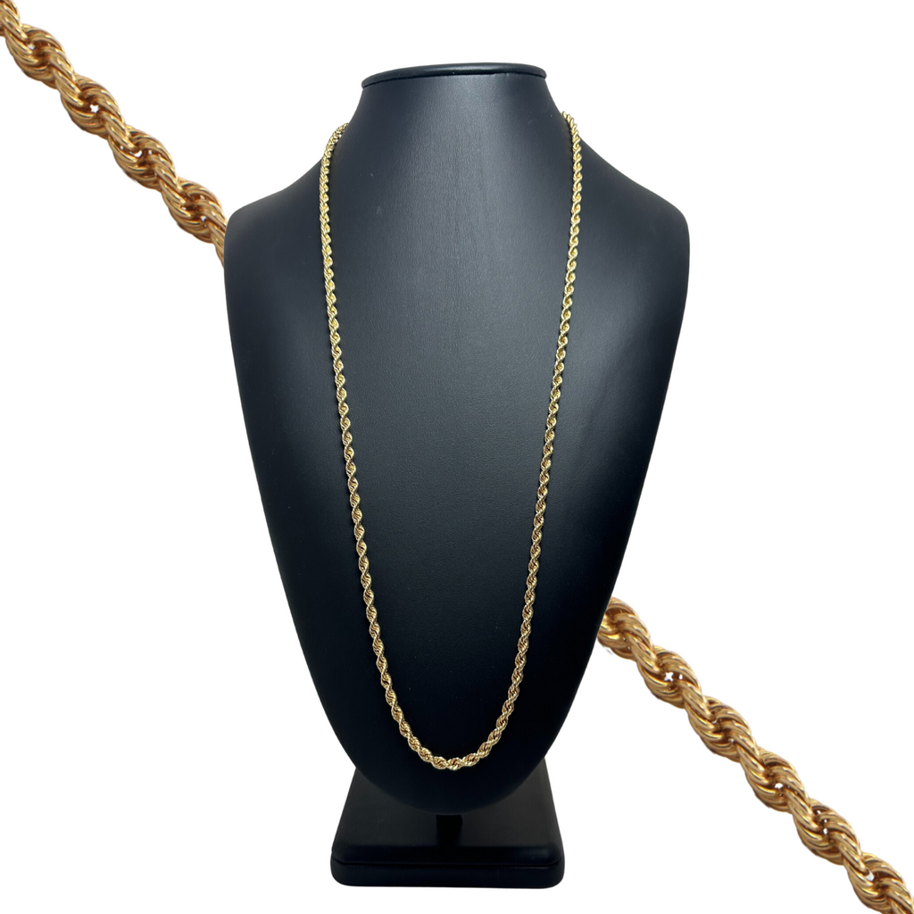 French 18k Yellow Gold Rope Chain Necklace