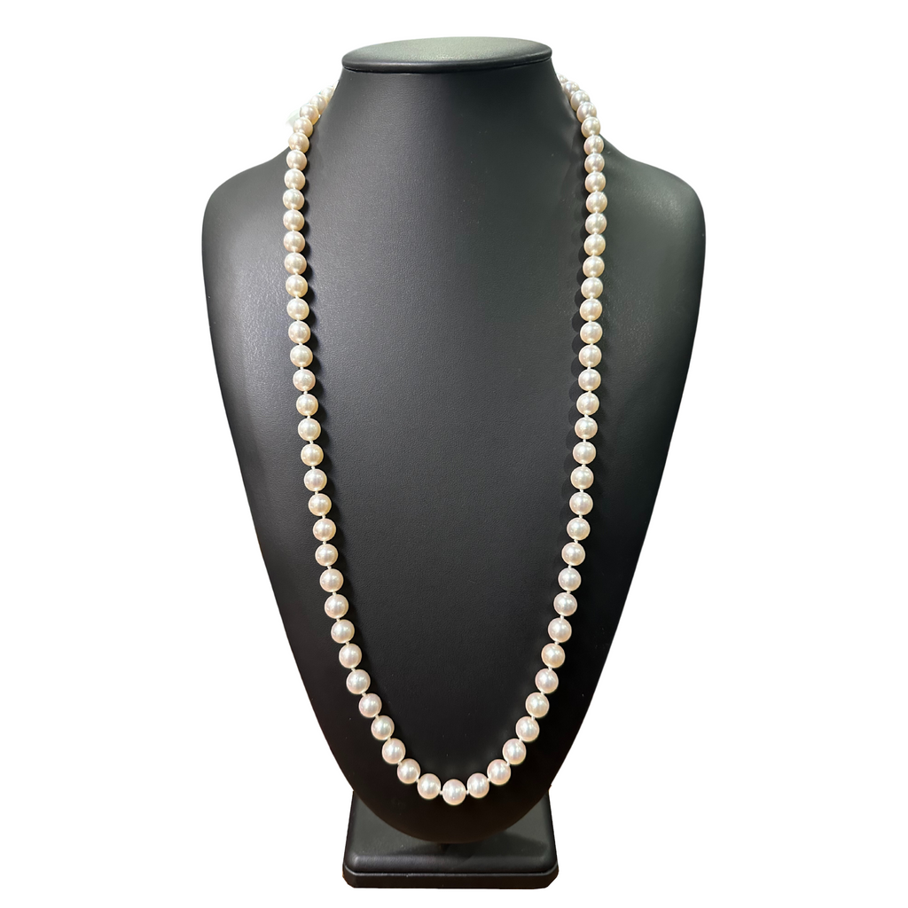 Estate 8.5 9 mm Japanese Akoya Pearl Necklace 31.5 No Clasp