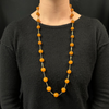 Vintage Amber Bead 18k yellow gold necklace