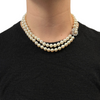 Vintage Double Strand Cultured Pearl Necklace with Diamond 14k Gold Clasp + Montreal Estate jewelers