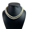Vintage Double Strand Cultured Pearl Necklace with Diamond 14k Gold Clasp