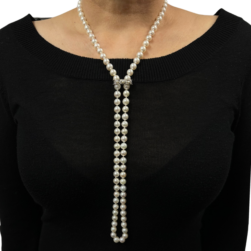 Estate 8.5 - 9 mm Japanese Akoya Pearl Necklace 31.5" (No Clasp) + Montreal Estate Jewelers + Montreal Estate Jewelers