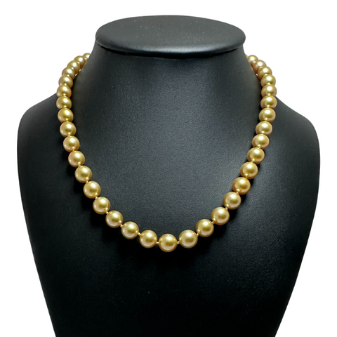 Daisy Exclusive AAA Golden South Sea Cultured Pearl Necklace with 18K Gold Clasp + Montreal Estate Jewelers