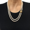 Estate Retro Birks Double Strand Pearl Necklace with 14K Gold and Diamond Clasp