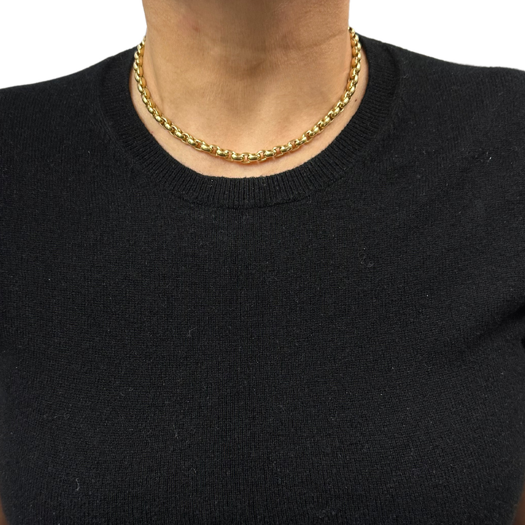 Vintage 18k Gold Oval Rolo Link Necklace + Montreal Estate Jewelers